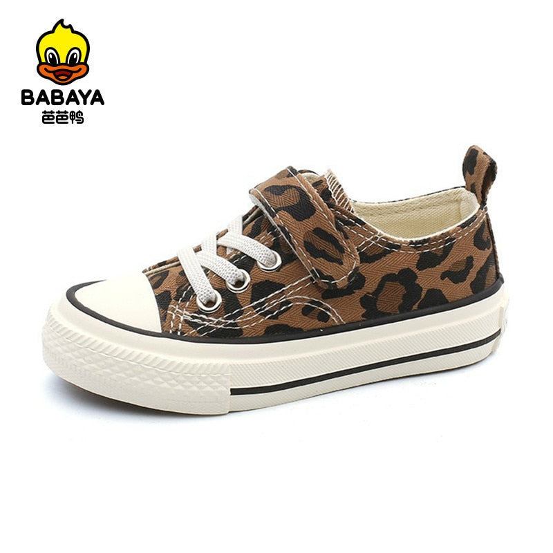 Babaya Children Shoes For Girls Sneakers 2023 Spring New Fashion Kids Canvas Shoes Boys Autumn Student Casual Leopard Shoes